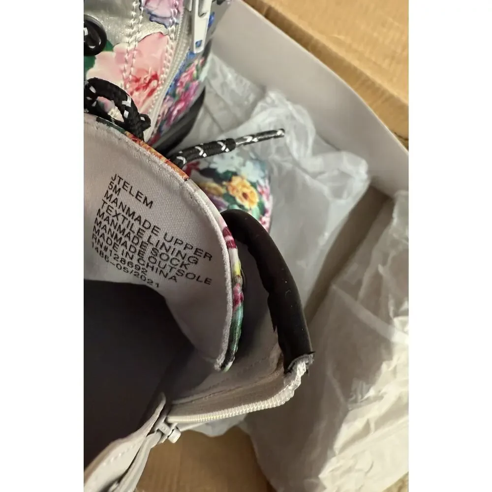 Steve Madden Kids JTelem Floral Side Zipper Lace Up Girls’ Combat Boots Size 5
